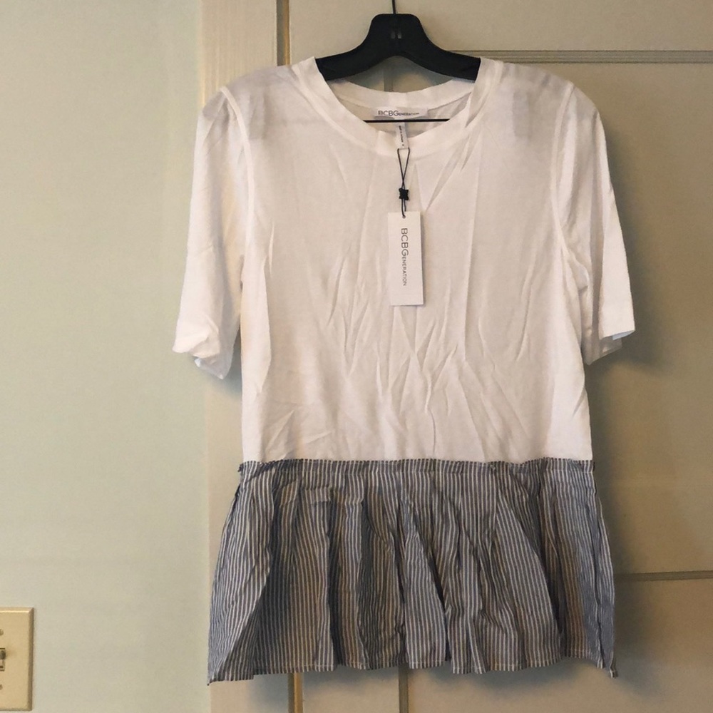 NWT BCBGeneration white peplum top